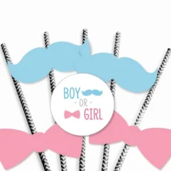 Big Dot Of Happiness Baby Gender Reveal Paper Straw Decor - Baby Shower Striped Decorative Straws - Set Of 24 -Nursery Decor Store GUEST 9dce71f2 411c 4eb8 9678 c8fd25688281