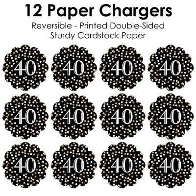 Big Dot Of Happiness Adult 40th Birthday - Gold - Birthday Party Round Table Decorations - Paper Chargers - Place Setting For 12 4 Big Dot Of Happiness Adult 40th Birthday - Gold - Birthday Party Round Table Decorations - Paper Chargers - Place Setting For 12 - Image 4
