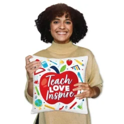 Big Dot Of Happiness Thank You Teachers - Teacher Appreciation Home Decorative Canvas Cushion Case - Throw Pillow Cover - 16 X 16 Inches -Nursery Decor Store GUEST 9ec1c7f6 db09 47c6 b91e 4179b043b2f1