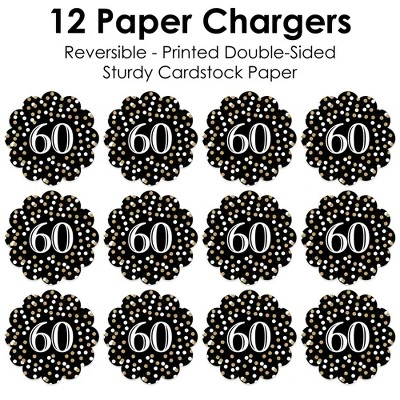 Big Dot Of Happiness Adult 60th Birthday - Gold - Birthday Party Round Table Decorations - Paper Chargers - Place Setting For 12 4 Big Dot Of Happiness Adult 60th Birthday - Gold - Birthday Party Round Table Decorations - Paper Chargers - Place Setting For 12 - Image 4