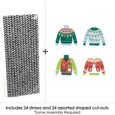 Big Dot Of Happiness Colorful Christmas Sweaters - Paper Straw Decor - Ugly Sweater Holiday Party Striped Decorative Straws - Set Of 24 2 Big Dot Of Happiness Colorful Christmas Sweaters - Paper Straw Decor - Ugly Sweater Holiday Party Striped Decorative Straws - Set Of 24 - Image 2