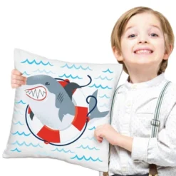 Big Dot Of Happiness Shark Zone - Jawsome Shark Party Or Birthday Party Home Decorative Canvas Cushion Case - Throw Pillow Cover - 16 X 16 Inches -Nursery Decor Store GUEST a242b182 425f 4f12 b32d 79ee7a2bff1f