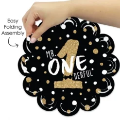 Big Dot Of Happiness 1st Birthday Little Mr. Onederful - Boy First Birthday Party Round Table Decorations - Paper Chargers - Place Setting For 12 -Nursery Decor Store GUEST a2bbfb89 945e 4f84 acef 1561ab34aff5