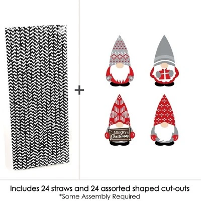 Big Dot Of Happiness Christmas Gnomes - Paper Straw Decor - Holiday Party Striped Decorative Straws - Set Of 24 2 Big Dot Of Happiness Christmas Gnomes - Paper Straw Decor - Holiday Party Striped Decorative Straws - Set Of 24 - Image 2