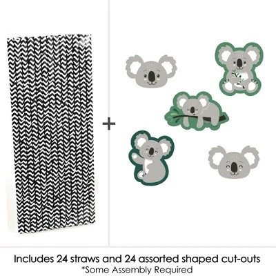 Big Dot Of Happiness Koala Cutie - Paper Straw Decor - Bear Birthday Party And Baby Shower Striped Decorative Straws - Set Of 24 2 Big Dot Of Happiness Koala Cutie - Paper Straw Decor - Bear Birthday Party And Baby Shower Striped Decorative Straws - Set Of 24 - Image 2