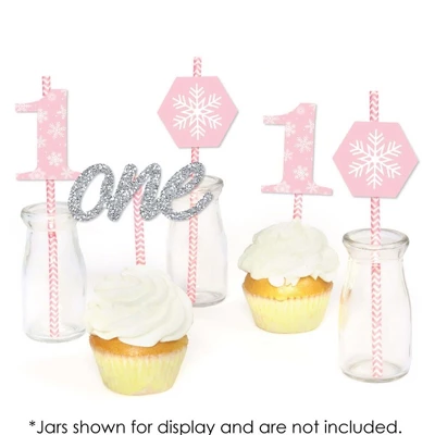 Big Dot Of Happiness Pink Onederland - Paper Straw Decor - Holiday Snowflake Winter Wonderland Birthday Party Striped Decorative Straws - Set Of 24 3 Big Dot Of Happiness Pink Onederland - Paper Straw Decor - Holiday Snowflake Winter Wonderland Birthday Party Striped Decorative Straws - Set Of 24 - Image 3