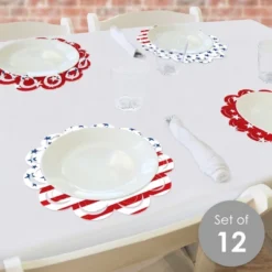 Big Dot Of Happiness Stars & Stripes - Patriotic Party Round Table Decorations - Paper Chargers - Place Setting For 12