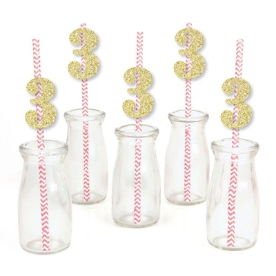 Big Dot Of Happiness Gold Glitter 3 Party Straws - No-Mess Real Gold Glitter Cut-Out Numbers & Decorative 3rd Birthday Party Paper Straws - Set Of 24 1 Big Dot Of Happiness Gold Glitter 3 Party Straws - No-Mess Real Gold Glitter Cut-Out Numbers & Decorative 3rd Birthday Party Paper Straws - Set Of 24