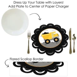 Big Dot Of Happiness Dig It - Construction Party Zone - Baby Shower Or Birthday Party Round Table Decorations - Paper Chargers - Place Setting For 12 -Nursery Decor Store GUEST a68c0b2f 5e63 4edd a582 f21c7753cec5