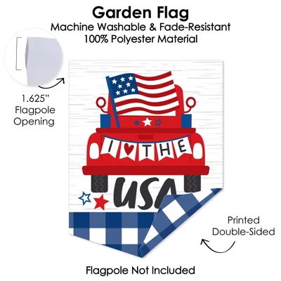 Big Dot Of Happiness Patriotic Truck - Outdoor Home Decorations - Double-Sided Red Vintage Pickupá Garden Flag - 12 X 15.25 Inches 2 Big Dot Of Happiness Patriotic Truck - Outdoor Home Decorations - Double-Sided Red Vintage Pickupá Garden Flag - 12 X 15.25 Inches - Image 2