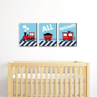 Big Dot Of Happiness Railroad Crossing - Steam Train Baby Boy Nursery Wall Art And Kids Room Decor - Gift Ideas - 7.5 X 10 Inches - Set Of 3 Prints 1 Big Dot Of Happiness Railroad Crossing - Steam Train Baby Boy Nursery Wall Art And Kids Room Decor - Gift Ideas - 7.5 X 10 Inches - Set Of 3 Prints
