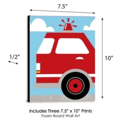 Big Dot Of Happiness Fired Up Fire Truck - Firefighter Firetruck Nursery Wall Art And Kids Room Decor - Gift Ideas - 7.5 X 10 Inches - Set Of 3 Prints -Nursery Decor Store GUEST a95f6b1b 19c8 4f50 a98e aee03e912888