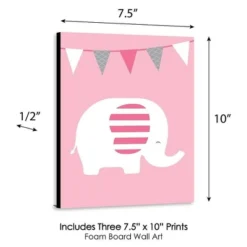 Big Dot Of Happiness Pink Elephant - Baby Girl Nursery Wall Art And Kids Room Decorations - Gift Ideas - 7.5 X 10 Inches - Set Of 3 Prints -Nursery Decor Store GUEST a96b1510 ee21 4da0 a1c9 124282cbd545