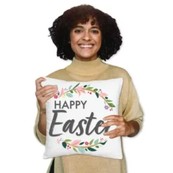 Big Dot Of Happiness Happy Easter - Holiday Party Home Decorative Canvas Cushion Case - Throw Pillow Cover - 16 X 16 Inches -Nursery Decor Store GUEST ab1eabb0 1c58 498d 877f c18733c83b4c