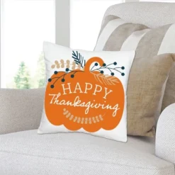 Big Dot Of Happiness Happy Thanksgiving - Fall Harvest Party Home Decorative Canvas Cushion Case - Throw Pillow Cover - 16 X 16 Inches