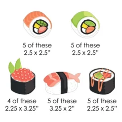 Big Dot Of Happiness Let's Roll - Sushi - Paper Straw Decor - Japanese Party Striped Decorative Straws - Set Of 24