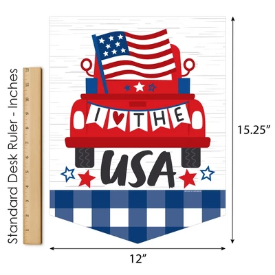 Big Dot Of Happiness Patriotic Truck - Outdoor Home Decorations - Double-Sided Red Vintage Pickupá Garden Flag - 12 X 15.25 Inches 4 Big Dot Of Happiness Patriotic Truck - Outdoor Home Decorations - Double-Sided Red Vintage Pickupá Garden Flag - 12 X 15.25 Inches - Image 4
