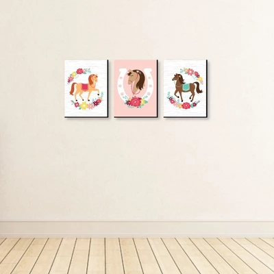 Big Dot Of Happiness Run Wild Horses - Floral Pony Nursery Wall Art And Kids Room Decor - 7.5 X 10 Inches - Set Of 3 Prints 2 Big Dot Of Happiness Run Wild Horses - Floral Pony Nursery Wall Art And Kids Room Decor - 7.5 X 10 Inches - Set Of 3 Prints - Image 2