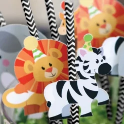 Big Dot Of Happiness Jungle Party Animals - Paper Straw Decor - Safari Zoo Animal Birthday Party Or Baby Shower Striped Decorative Straws - Set Of 24 -Nursery Decor Store GUEST ae44b055 c109 473a 8f99 b6cab58e863c