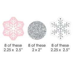 Big Dot Of Happiness Pink Winter Wonderland - Paper Straw Decor - Holiday Snowflake Birthday Party Or Baby Shower Striped Decorative Straws -Set Of 24