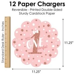 Big Dot Of Happiness 1st Birthday Little Miss Onederful - Girl First Birthday Party Round Table Decorations - Paper Chargers - Place Setting For 12 -Nursery Decor Store GUEST af5d83a3 cf81 4887 b8fa fd2d0372e068