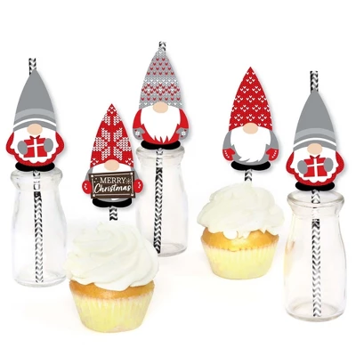 Big Dot Of Happiness Christmas Gnomes - Paper Straw Decor - Holiday Party Striped Decorative Straws - Set Of 24 3 Big Dot Of Happiness Christmas Gnomes - Paper Straw Decor - Holiday Party Striped Decorative Straws - Set Of 24 - Image 3
