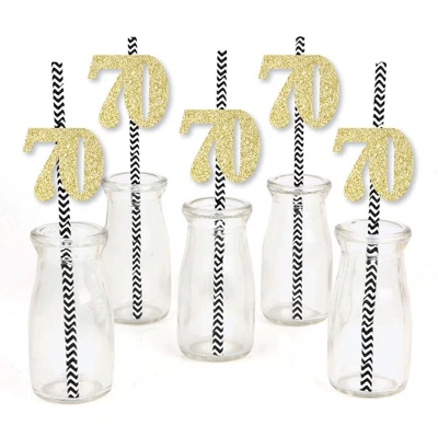 Big Dot Of Happiness Gold Glitter 70 Party Straws - No-Mess Real Gold Glitter Cut-Out Numbers - 70th Birthday Paper Straws - Set Of 24 1 Big Dot Of Happiness Gold Glitter 70 Party Straws - No-Mess Real Gold Glitter Cut-Out Numbers - 70th Birthday Paper Straws - Set Of 24