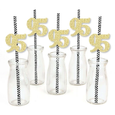 Big Dot Of Happiness Gold Glitter 95 Party Straws - No-Mess Real Gold Glitter Cut-Out Numbers & Decorative 95th Birthday Party Paper Straws - 24 Ct 1 Big Dot Of Happiness Gold Glitter 95 Party Straws - No-Mess Real Gold Glitter Cut-Out Numbers & Decorative 95th Birthday Party Paper Straws - 24 Ct