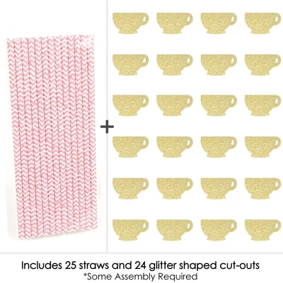 Big Dot Of Happiness Gold Glitter Tea Cup Party Straws - No-Mess Real Gold Glitter Cut-Outs And Decorative Garden Tea Party Paper Straws - Set Of 24 3 Big Dot Of Happiness Gold Glitter Tea Cup Party Straws - No-Mess Real Gold Glitter Cut-Outs And Decorative Garden Tea Party Paper Straws - Set Of 24 - Image 3