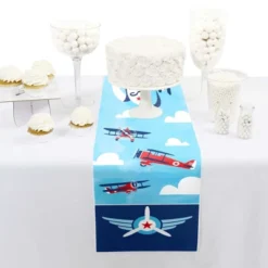 Big Dot Of Happiness Taking Flight - Airplane - Petite Vintage Plane Baby Shower Or Birthday Party Paper Table Runner - 12 X 60 Inches