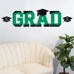 Big Dot Of Happiness Green Graduation Party Decor - Vinyl Wall Decals - Grad