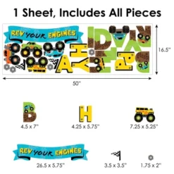 Big Dot Of Happiness Smash And Crash - Monster Truck - Peel And Stick Boy Birthday Party Decoration - Wall Decals Backdrop -Nursery Decor Store GUEST b7c30d8f d31b 4853 80ec 9985406c7a57