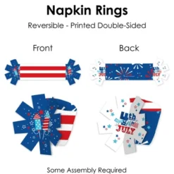 Big Dot Of Happiness Firecracker 4th Of July - Red, White And Royal Blue Party Paper Napkin Holder - Napkin Rings - Set Of 24 10 Big Dot Of Happiness Firecracker 4th Of July - Red, White And Royal Blue Party Paper Napkin Holder - Napkin Rings - Set Of 24 -Nursery Decor Store GUEST b9110cd0 ebf6 4cf4 9f05 28e0f968abe1