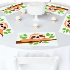 Big Dot Of Happiness Let's Hang - Sloth - Party Table Decorations - Baby Shower Or Birthday Party Placemats - Set Of 16
