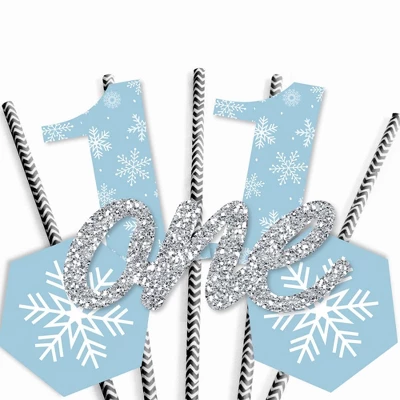 Big Dot Of Happiness Onederland - Paper Straw Decor - Holiday Snowflake Winter Wonderland Birthday Party Striped Decorative Straws - Set Of 24 4 Big Dot Of Happiness Onederland - Paper Straw Decor - Holiday Snowflake Winter Wonderland Birthday Party Striped Decorative Straws - Set Of 24 - Image 4