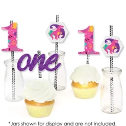 Big Dot Of Happiness 1st Birthday Roar Dinosaur Girl - Paper Straw Decor - ONEasaurus Dino First Birthday Party Striped Decorative Straws - Set Of 24 -Nursery Decor Store GUEST bb5731e9 ec11 45fb 8c4f 27ee008fdaf7