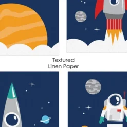 Big Dot Of Happiness Blast Off To Outer Space - Unframed Rocket Ship Nursery And Kids Room Linen Paper Wall Art - Set Of 4 - Artisms - 8 X 10 Inches -Nursery Decor Store GUEST bbd17af6 f4da 4caf b369 2a44a0636e86