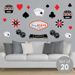 Big Dot Of Happiness Las Vegas - Peel And Stick Casino Party Vinyl Wall Art Stickers - Wall Decals - Set Of 20