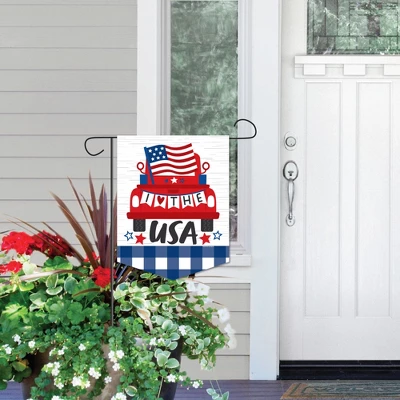 Big Dot Of Happiness Patriotic Truck - Outdoor Home Decorations - Double-Sided Red Vintage Pickupá Garden Flag - 12 X 15.25 Inches 5 Big Dot Of Happiness Patriotic Truck - Outdoor Home Decorations - Double-Sided Red Vintage Pickupá Garden Flag - 12 X 15.25 Inches - Image 5