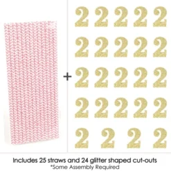 Big Dot Of Happiness Gold Glitter 2 Party Straws - No-Mess Real Gold Glitter Cut-Out Numbers & Decorative 2nd Birthday Party Paper Straws - Set Of 24 -Nursery Decor Store GUEST c163bcf5 1754 44e4 bb15 19d49566dccd