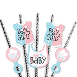Big Dot Of Happiness Baby Gender Reveal - Paper Straw Decor - Team Boy Or Girl Party Striped Decorative Straws - Set Of 24 -Nursery Decor Store GUEST c38019a9 64ba 45ac a576 fb4d67963bd5