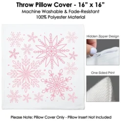 Big Dot Of Happiness Pink Winter Wonderland - Holiday Snowflake Party Home Decorative Canvas Cushion Case - Throw Pillow Cover - 16 X 16 Inches -Nursery Decor Store GUEST c5431015 3fdc 45d0 9503 766329462d5a