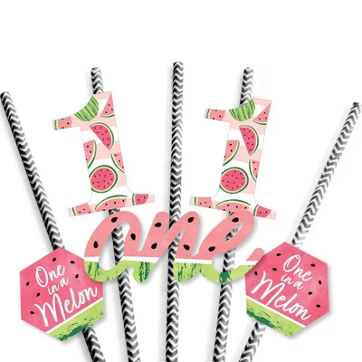 Big Dot Of Happiness 1st Birthday One In A Melon - Paper Straw Decor - Fruit First Birthday Party Striped Decorative Straws - Set Of 24 4 Big Dot Of Happiness 1st Birthday One In A Melon - Paper Straw Decor - Fruit First Birthday Party Striped Decorative Straws - Set Of 24 - Image 4