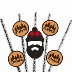 Big Dot Of Happiness Lumberjack - Channel The Flannel - Paper Straw Decor - Buffalo Plaid Party Striped Decorative Straws - Set Of 24 -Nursery Decor Store GUEST c588212f 6971 4a0c a52d 11e9bb74859f