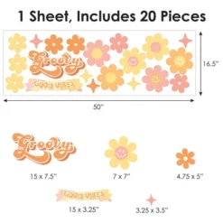 Big Dot Of Happiness Stay Groovy - Peel And Stick Boho Floral Home Decor Vinyl Wall Art Stickers - Wall Decals - Set Of 20 -Nursery Decor Store GUEST c748b028 06a8 411d b998 de775ec0bf8f