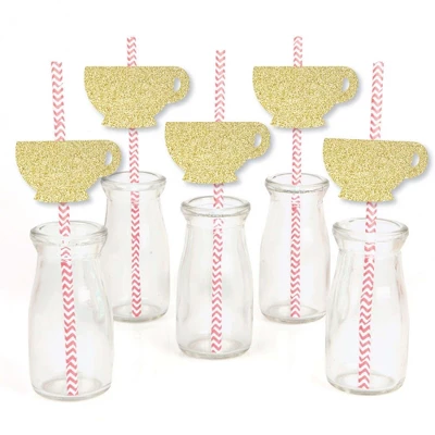 Big Dot Of Happiness Gold Glitter Tea Cup Party Straws - No-Mess Real Gold Glitter Cut-Outs And Decorative Garden Tea Party Paper Straws - Set Of 24 1 Big Dot Of Happiness Gold Glitter Tea Cup Party Straws - No-Mess Real Gold Glitter Cut-Outs And Decorative Garden Tea Party Paper Straws - Set Of 24