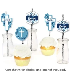 Big Dot Of Happiness Baptism Blue Elegant Cross - Paper Straw Decor - Boy Religious Party Striped Decorative Straws - Set Of 24 -Nursery Decor Store GUEST d4681f5e 1674 4c4e a1f5 177640cb0152