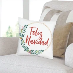 Big Dot Of Happiness Feliz Navidad - Holiday And Spanish Christmas Party Home Decorative Canvas Cushion Case - Throw Pillow Cover - 16 X 16 Inches