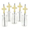 Big Dot Of Happiness Gold Glitter Cross Party Straws - No-Mess Real Glitter Cut-Outs & Decorative Baptism Or Baby Shower Paper Straws - Set Of 24