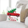 Big Dot Of Happiness Merry Little Christmas Tree - Red Truck Christmas Party Home Decorative Canvas Cushion Case - Throw Pillow Cover - 16 X 16 Inches